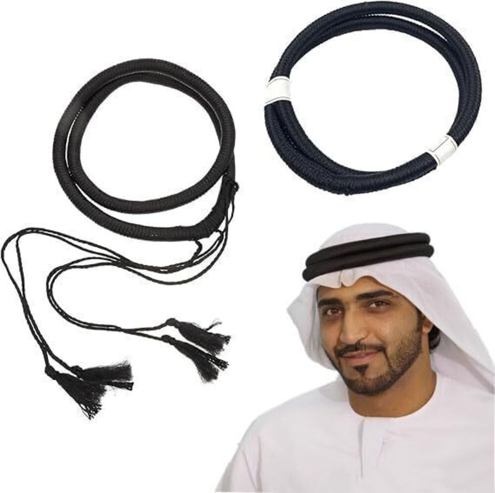 3322 2Pcs Arab Aqel Rope Arabic Shemagh Egal Headband Middle Shawl Head